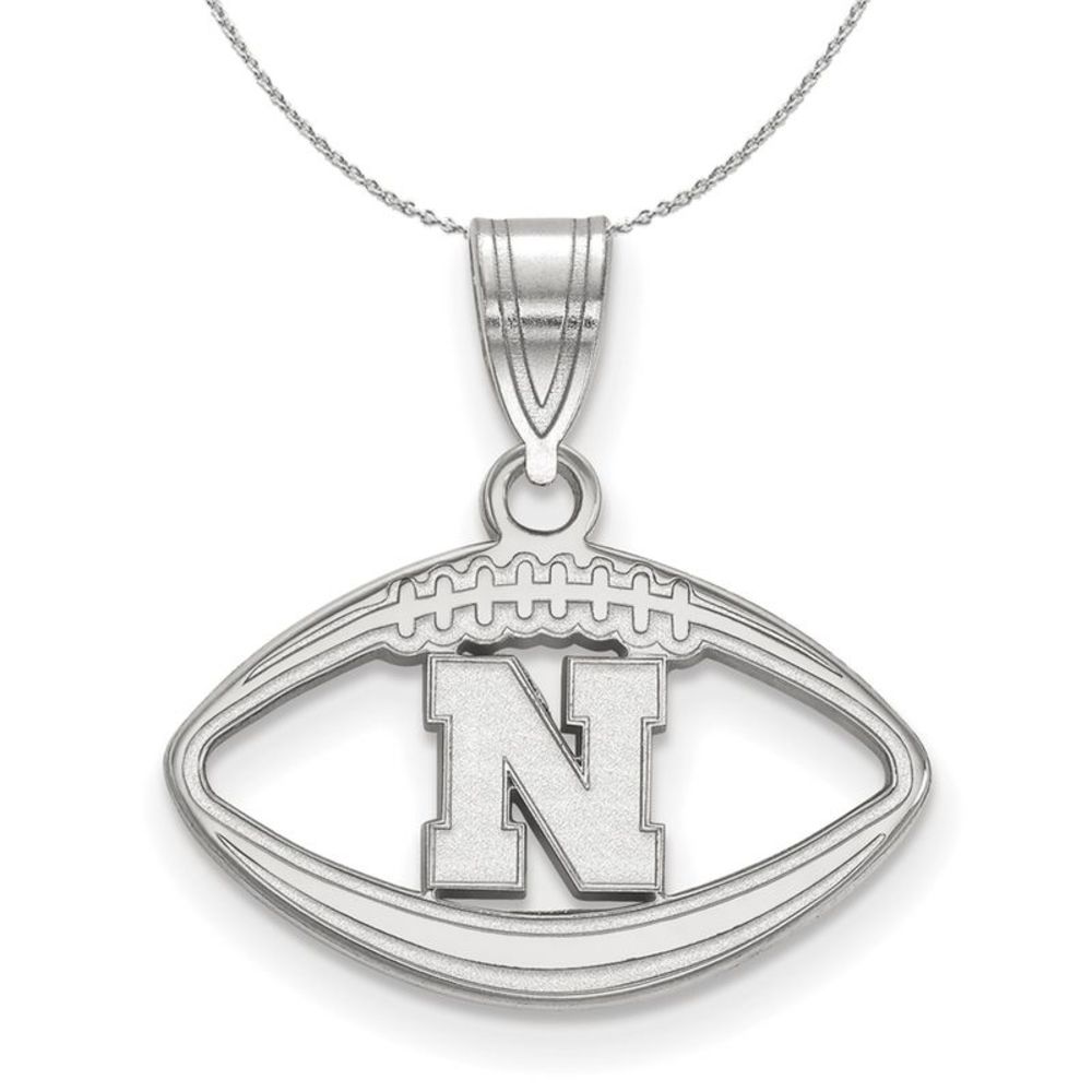 Sterling Silver U. of Nebraska Football Necklace - 18 Inch